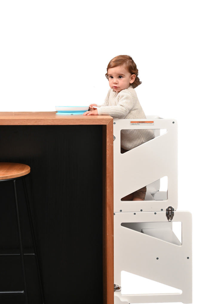 Childcare Wooden 2-in-1 Convertible Learning Tower With Desk Mode - White