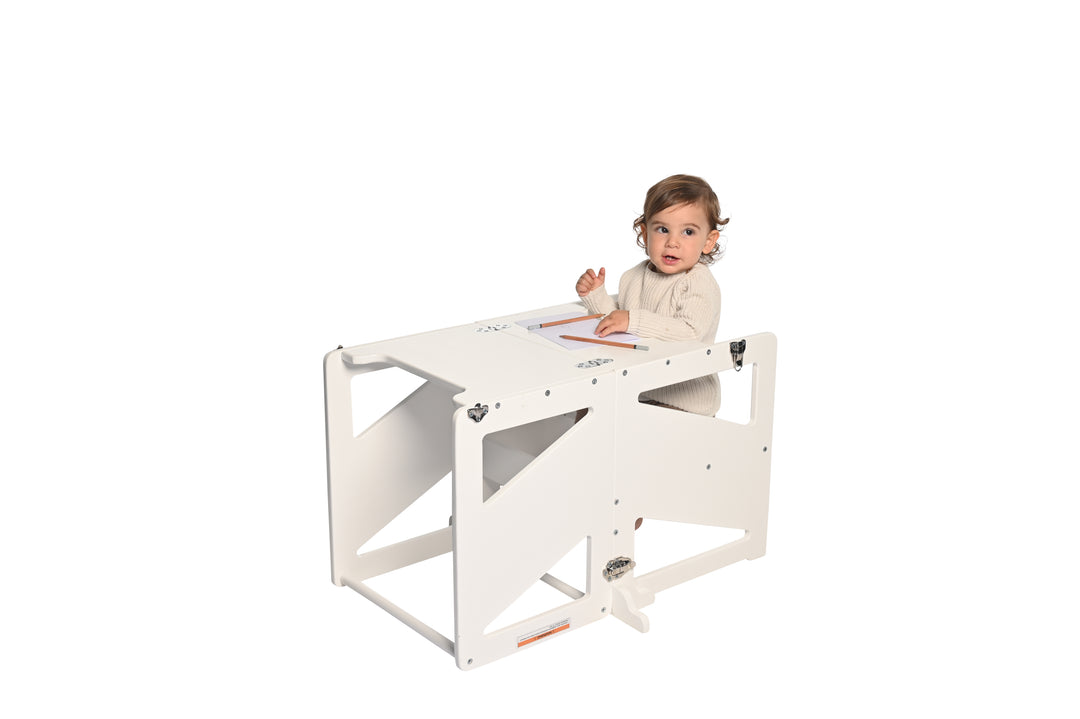 Childcare Wooden 2-in-1 Convertible Learning Tower With Desk Mode - White