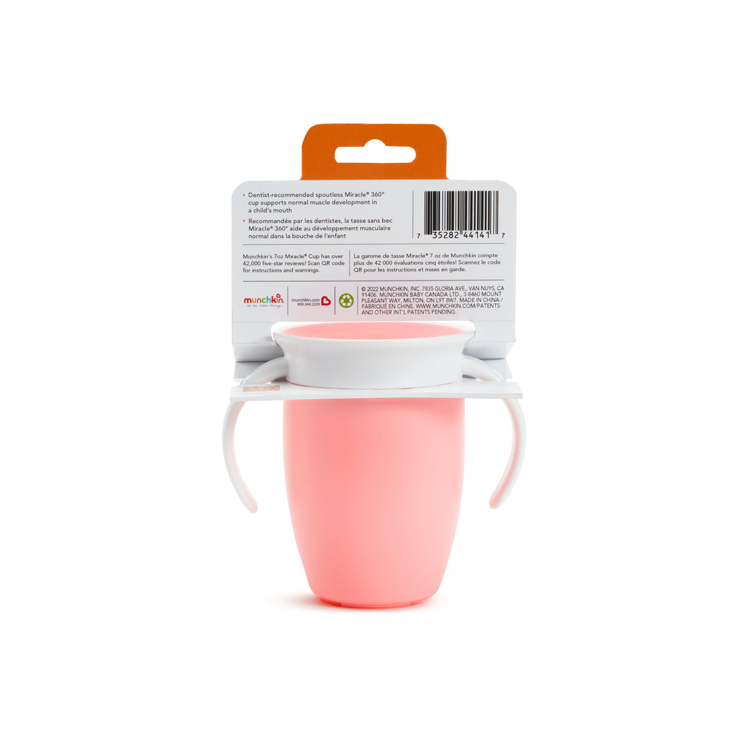 Munchkin 7oz Miracle 360° Trainer Cup With Spoutless Design - Pink