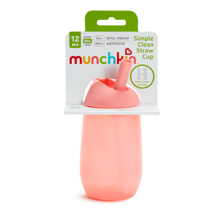 Munchkin 10oz Simple Clean Toddler Straw Cup With Lid 1Pk - Pink