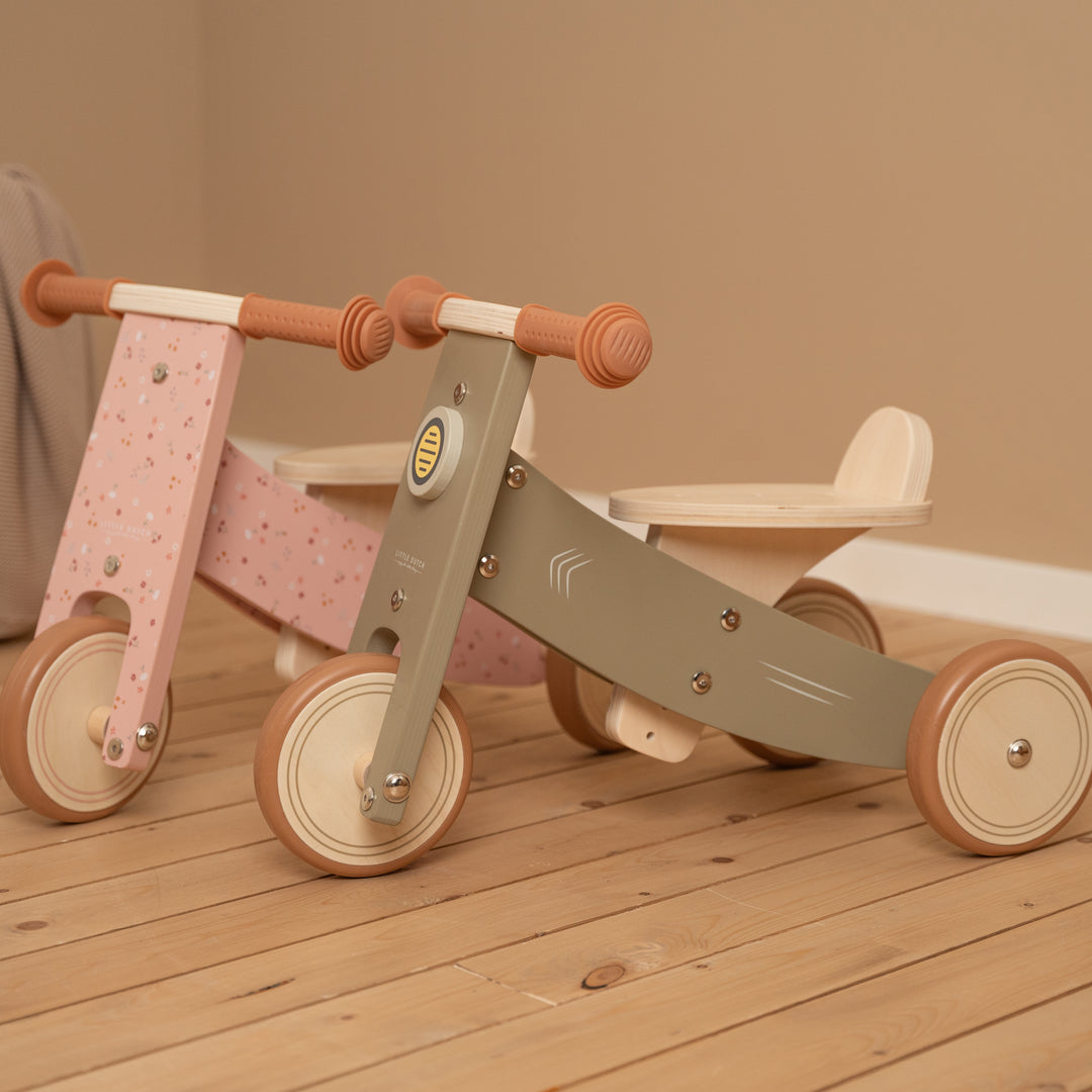 Little Dutch Wooden Tricycle With Rubber Handles - Olive