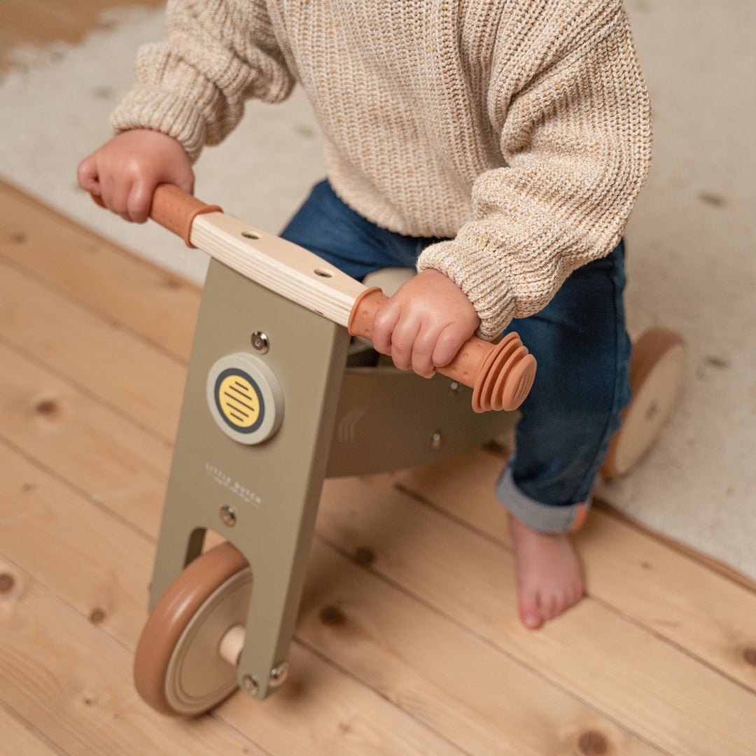 Little Dutch Wooden Tricycle With Rubber Handles - Olive