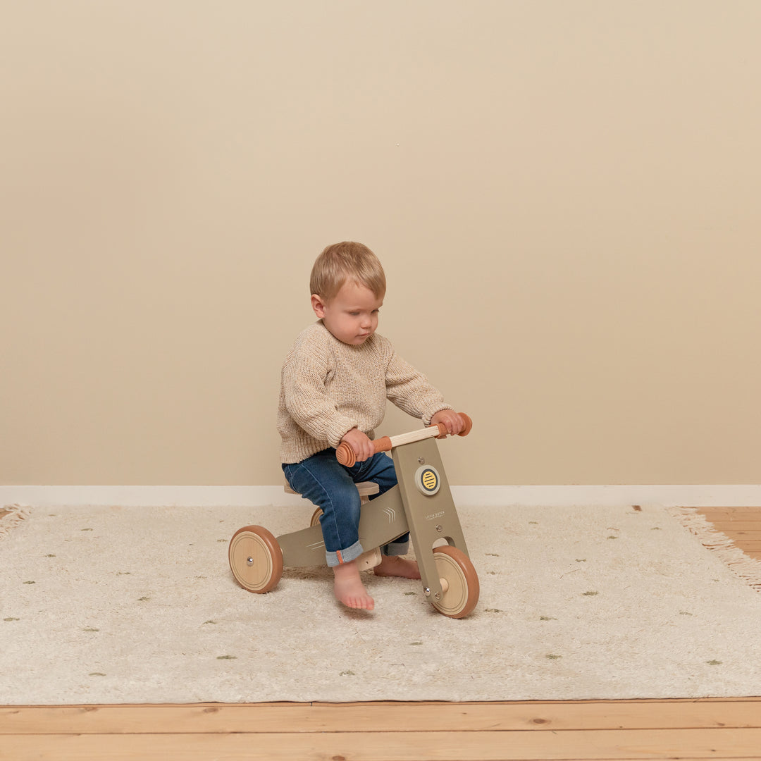 Little Dutch Wooden Tricycle With Rubber Handles - Olive