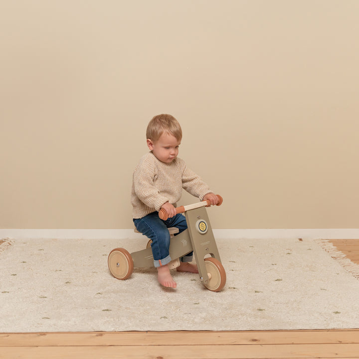 Little Dutch Wooden Tricycle With Rubber Handles - Olive