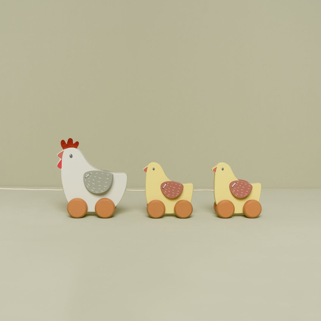 Little Dutch Little Farm Pull Along Wooden Chickens