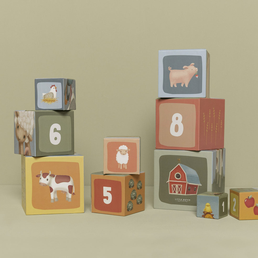 Little Dutch Little Farm Building Blocks Cardboard