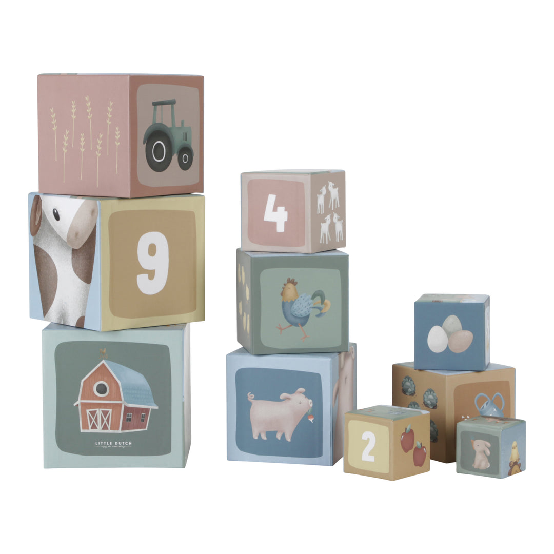 Little Dutch Little Farm Building Blocks Cardboard